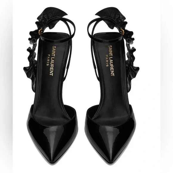 Saint Laurent Edie Patent Leather and Snakeskin Pump - Picture 3 of 11